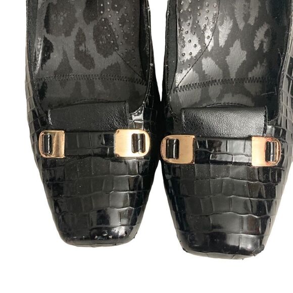 J RENEE BLACK ALLIGATOR BUCKLE LOW HEELS / SZ: 9 - Picture 4 of 9